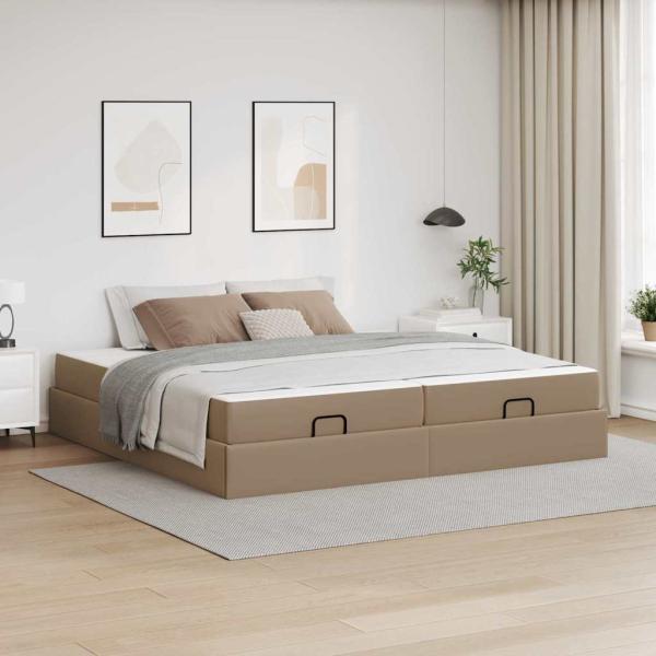 ARDEBO.de - Bettgestell mit Matratze Cappuccino 200 x 200 cm Kunstleder