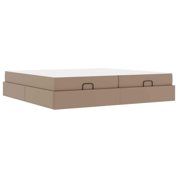 Bettgestell mit Matratze Cappuccino 200 x 200 cm Kunstleder