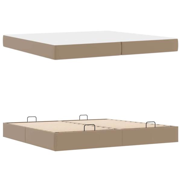 Bettgestell mit Matratze Cappuccino 200 x 200 cm Kunstleder