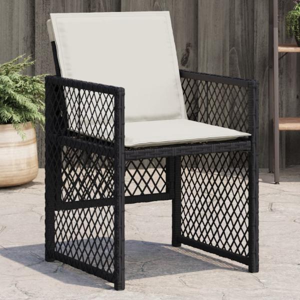 ARDEBO.de - Gartenstühle mit Kissen 4 Stk. Schwarz Poly Rattan