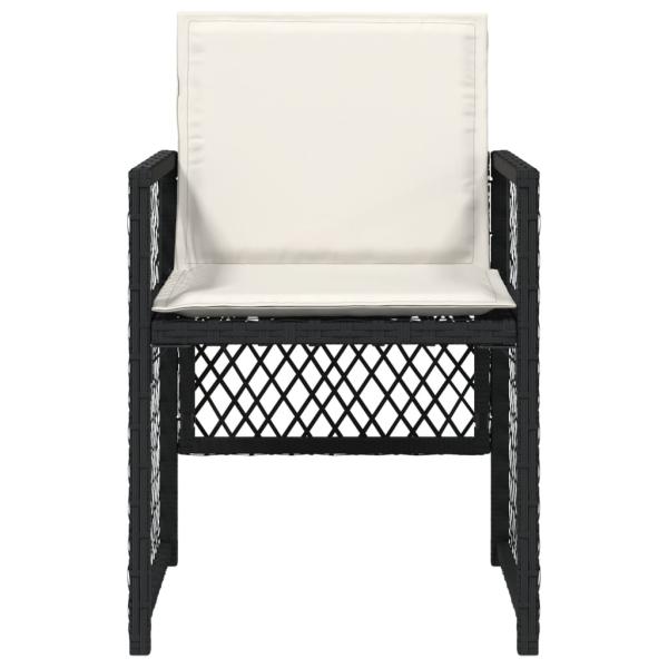 Gartenstühle mit Kissen 4 Stk. Schwarz Poly Rattan