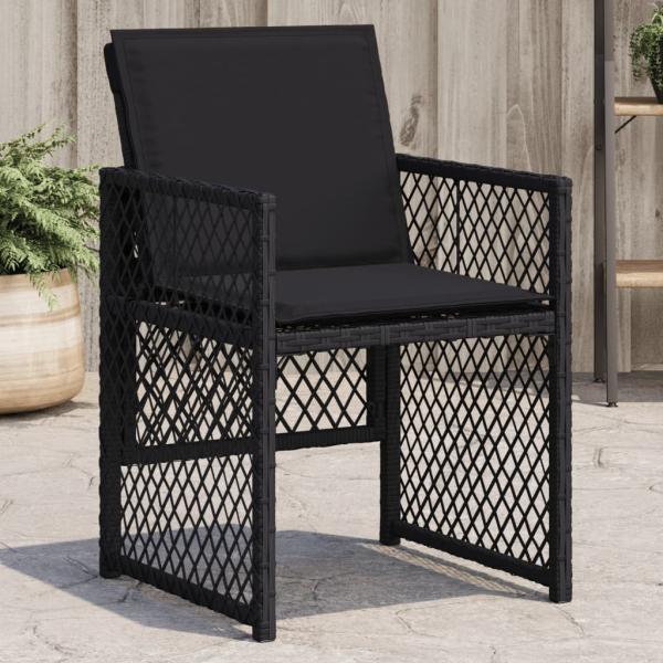 ARDEBO.de - Gartenstühle mit Kissen 4 Stk. Schwarz Poly Rattan