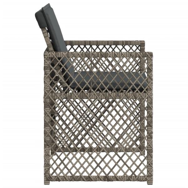 Gartenstühle mit Kissen 4 Stk. Grau Poly Rattan