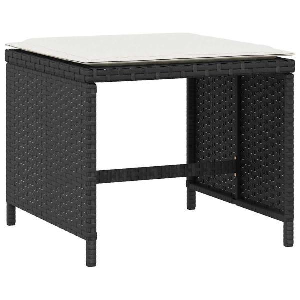 5-tlg. Garten-Essgruppe mit Kissen Schwarz Poly Rattan