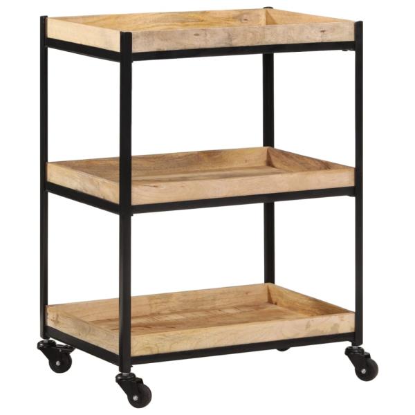 Küchenwagen 60x40x80 cm Raues Massivholz Mango