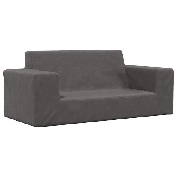 ARDEBO.de - Kindersofa 2-Sitzer Anthrazit Weich Plüsch