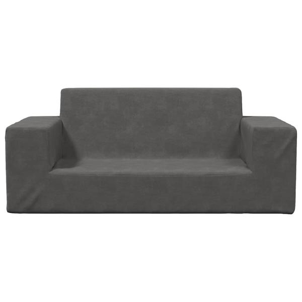 Kindersofa 2-Sitzer Anthrazit Weich Plüsch