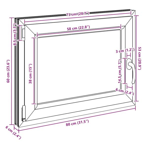 Kellerfenster "RISOR" 80x60 cm Drehkipp DIN Links Weiß
