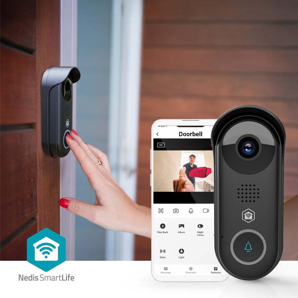 SmartLife Video-Türsprechanlage | Trafo | Full HD 1080p | Cloud Storage (optional) / microSD (not enthalten) / Onvif | IP54 | mit Bewegungssensor | Nachtsicht | Schwarz