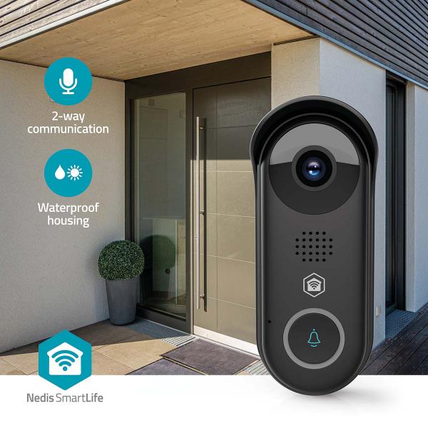 SmartLife Video-Türsprechanlage | Trafo | Full HD 1080p | Cloud Storage (optional) / microSD (not enthalten) / Onvif | IP54 | mit Bewegungssensor | Nachtsicht | Schwarz