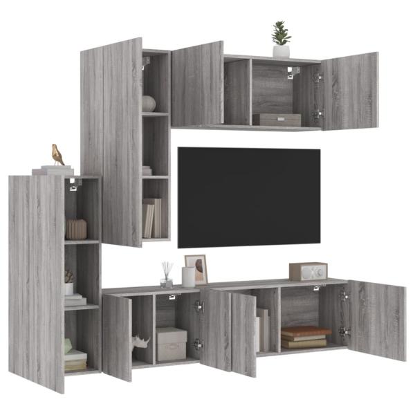 ARDEBO.de - 5-tlg. Wohnwand Grau Sonoma Holzwerkstoff