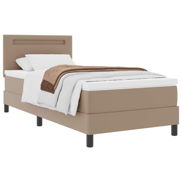 Bettgestell mit Matratze Cappuccino 90 x 190 cm Kunstleder