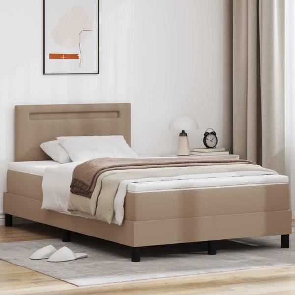 ARDEBO.de - Bettgestell mit Matratze Cappuccino 120 x 190 cm Kunstleder