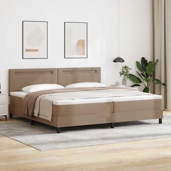 ARDEBO.de - Bettgestell mit Matratze Cappuccino 200 x 200 cm Kunstleder
