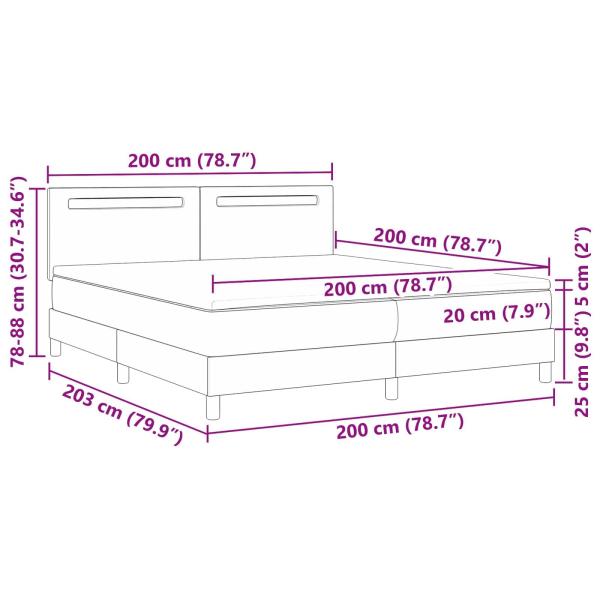 Bettgestell mit Matratze Cappuccino 200 x 200 cm Kunstleder