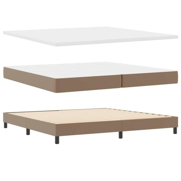 Bettgestell mit Matratze Cappuccino 200 x 200 cm Kunstleder