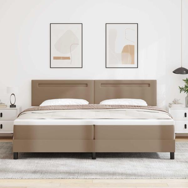 Bettgestell mit Matratze Cappuccino 200 x 200 cm Kunstleder