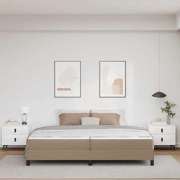 Bett mit Matratze Cappuccino 200 x 200 cm Kunstleder