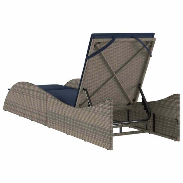 Sonnenliege mit Auflage Grau 60x205x73 cm Poly Rattan