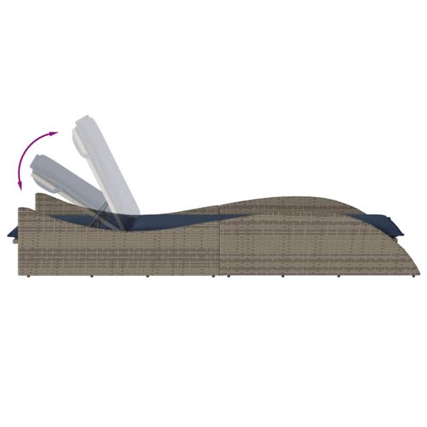 Sonnenliege mit Auflage Grau 60x205x73 cm Poly Rattan