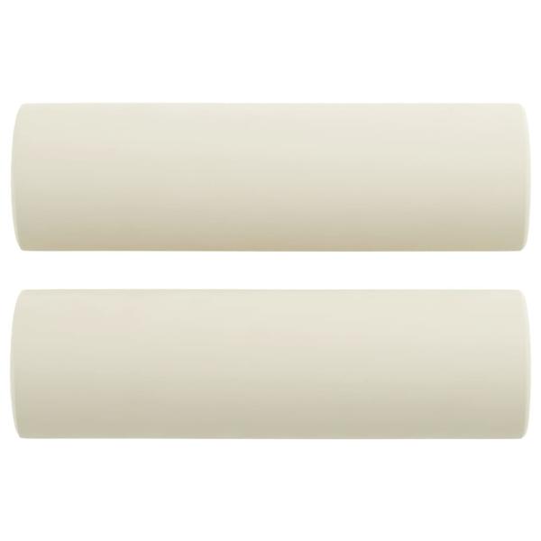 3-tlg. Sofagarnitur mit Kissen Creme Samt