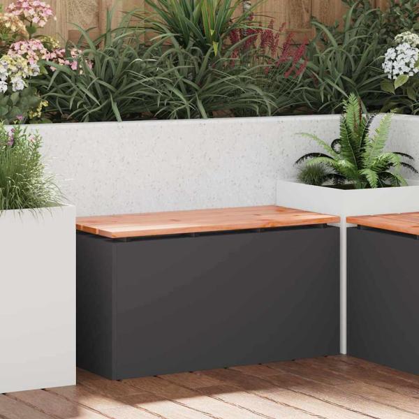 ARDEBO.de - Gartenbank Schwarz 80 x 40 x 43 cm Stahl