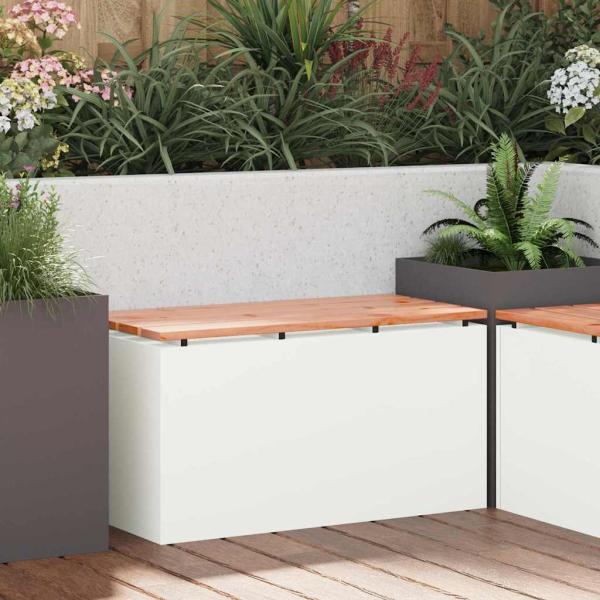 ARDEBO.de - Gartenbank Weiß 80 x 40 x 43 cm Stahl