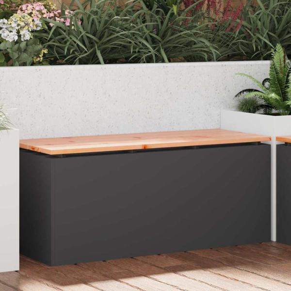 ARDEBO.de - Gartenbank Schwarz 100 x 40 x 43 cm Stahl