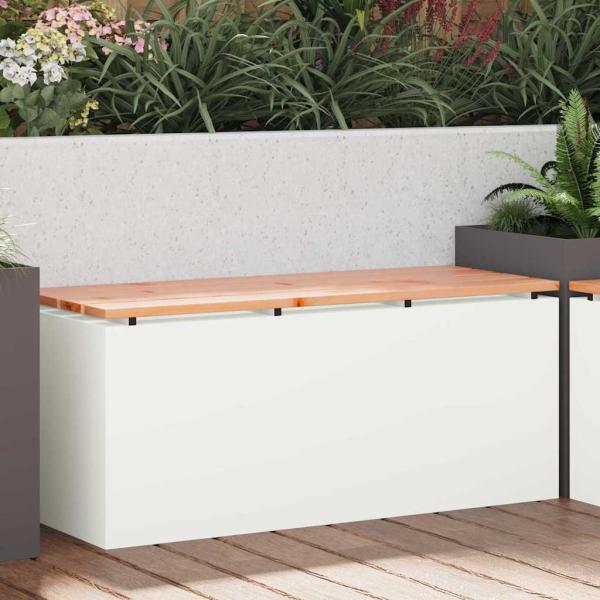 ARDEBO.de - Gartenbank Weiß 100 x 40 x 43 cm Stahl