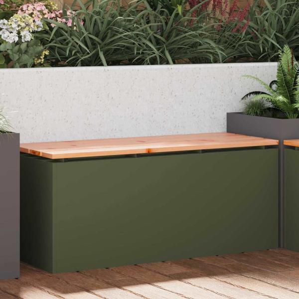 ARDEBO.de - Gartenbank Olivgrün 100 x 40 x 43 cm Stahl