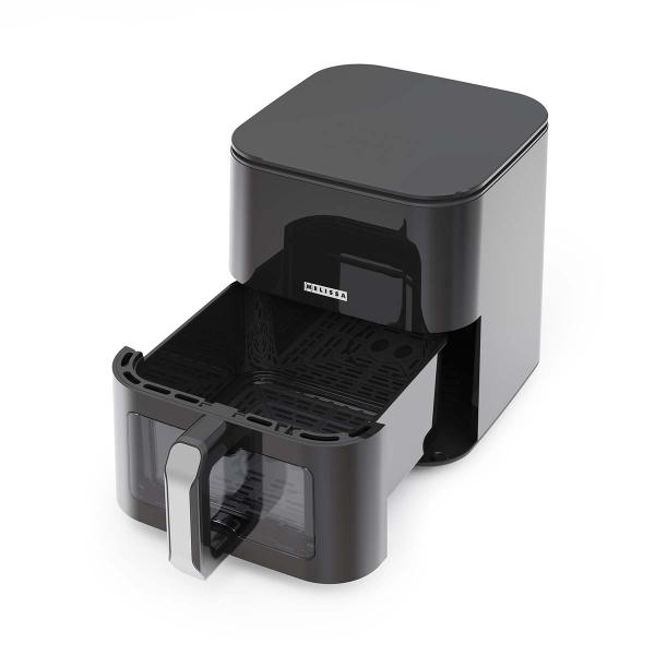 Digitale Heißluftfritteuse XL | 5 l | 60-min Timer | 8 Voreinstellungen | Sichtfenster | Schwarz