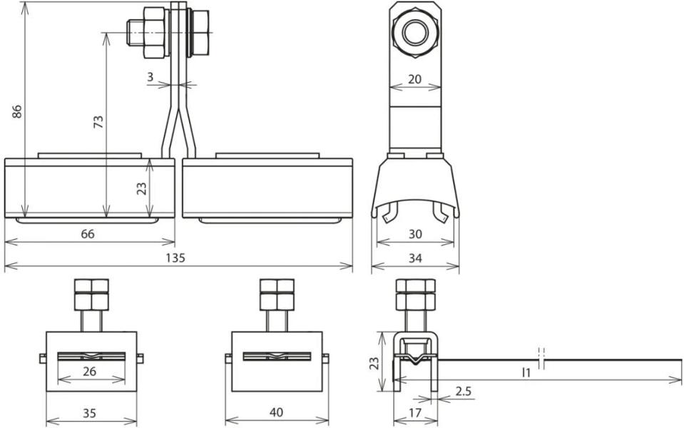 Dehn EX BRS 300 Bandrohrschelle f. Ex-Bereich D 89-300mm m. Anschlussschraube M10 Cu/gal Sn-NIRO (540803)