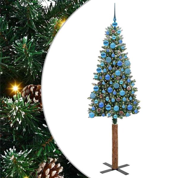 Schlanker Weihnachtsbaum mit 300 LEDs Grün und Weiß 180 cm