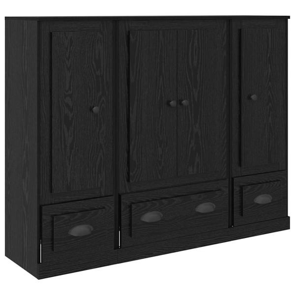 Sideboard 3 pcs Schwarz Eichen-Optik Holzwerkstoff