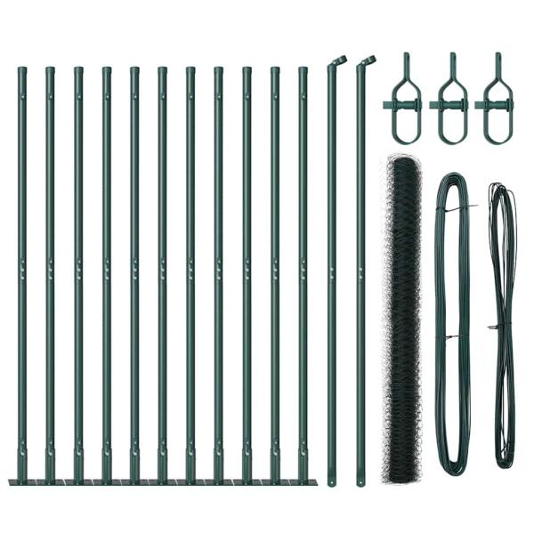 Zaun mit Pfosten Grün 1,4 x 25 m PVC-beschichteter Stahl