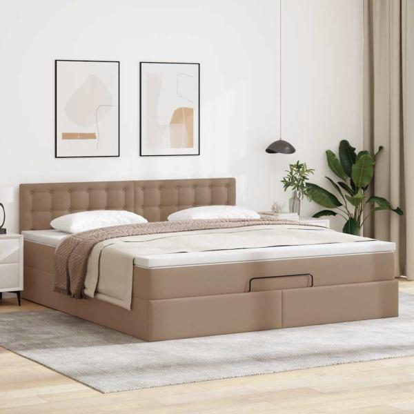 Ottoman-Bett mit Matratze Cappuccino-Braun 160x200cm Kunstleder