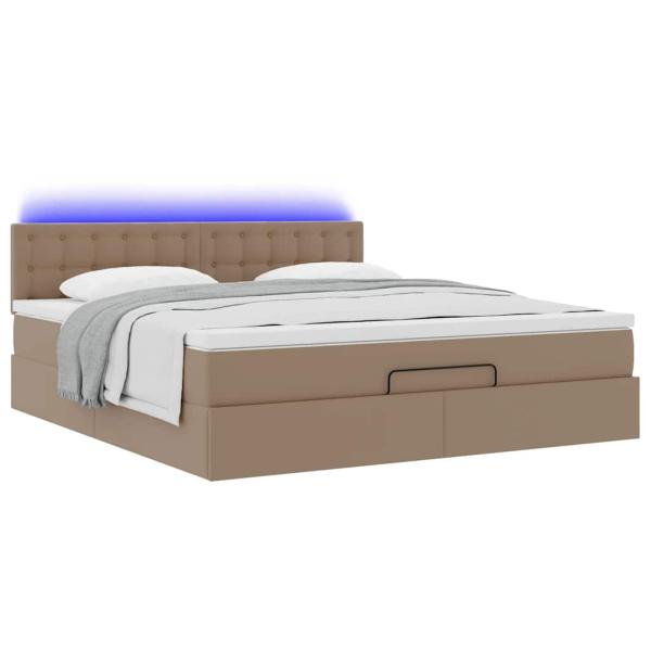 Ottoman-Bett mit Matratzen & LEDs Cappuccino-Braun 160x200cm