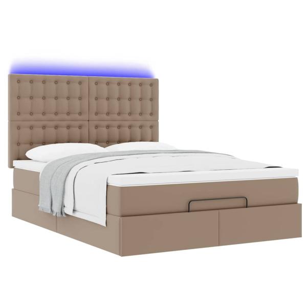 Ottoman-Bett mit Matratze & LEDs 140x200cm Kunstleder