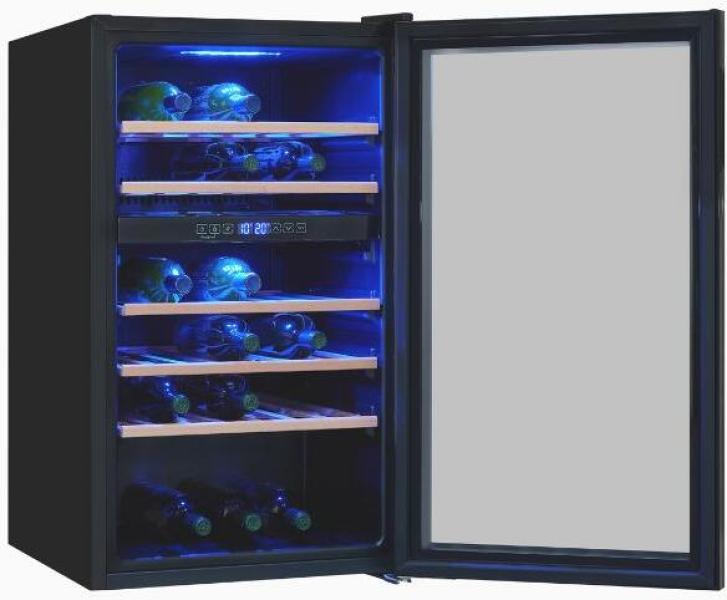 Exquisit WS2-45-GTE-160G Stand Weinkühlschrank, 49 cm breit, 45 Standardweinflaschen, Kindersicherung, schwarz