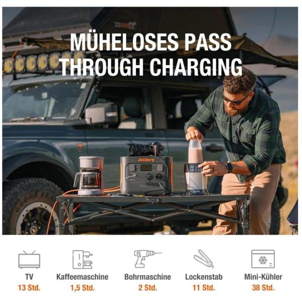 Jackery Explorer 1000 Pro,1002Wh tragbare Powerstation,Solar- und AC-Schnellladung in 1,8 Std. 2x 100W PD, 800W AC- und Solar-Eingang, 2x 1000W AC-Ausgänge, ideal für Camping und für Notfälle zu Hause