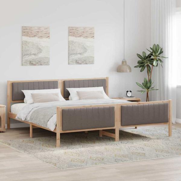 ARDEBO.de - Bettgestell Braun und Taupe 200 x 200 cm Massivholz Kiefer