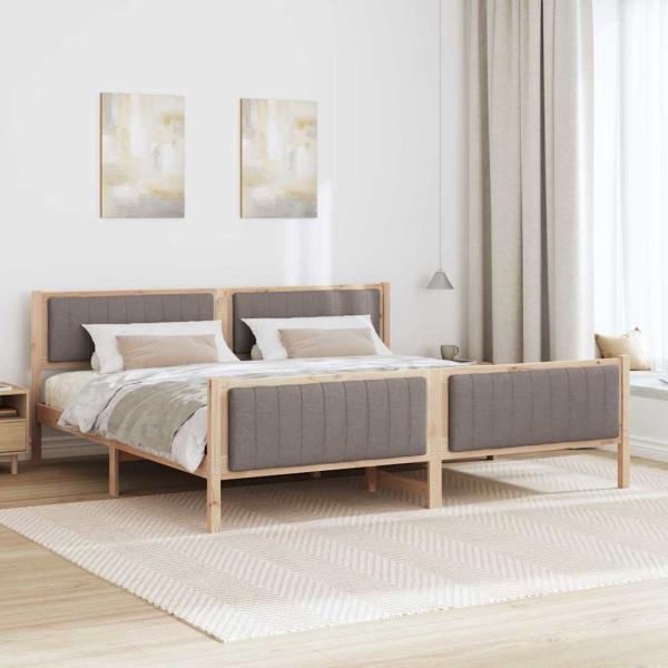 Bettgestell Braun und Taupe 200 x 200 cm Massivholz Kiefer