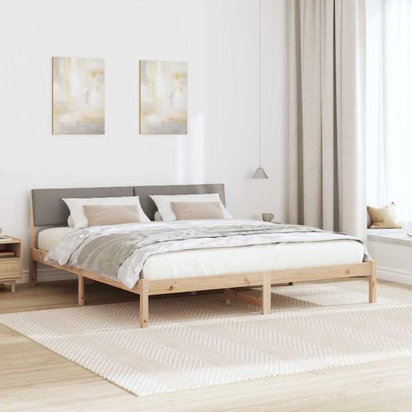 Bettgestell Braun und Taupe 180 x 200 cm Massivholz Kiefer