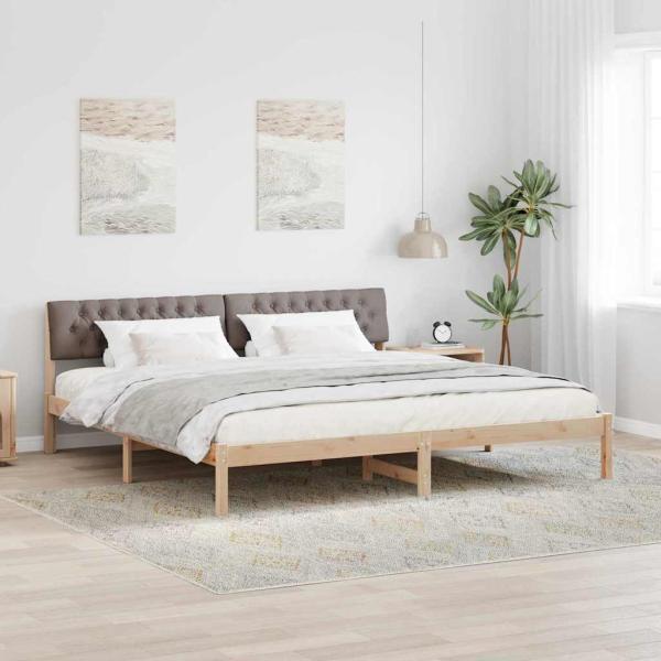 ARDEBO.de - Bettgestell Braun und Taupe 200 x 200 cm Massivholz Kiefer