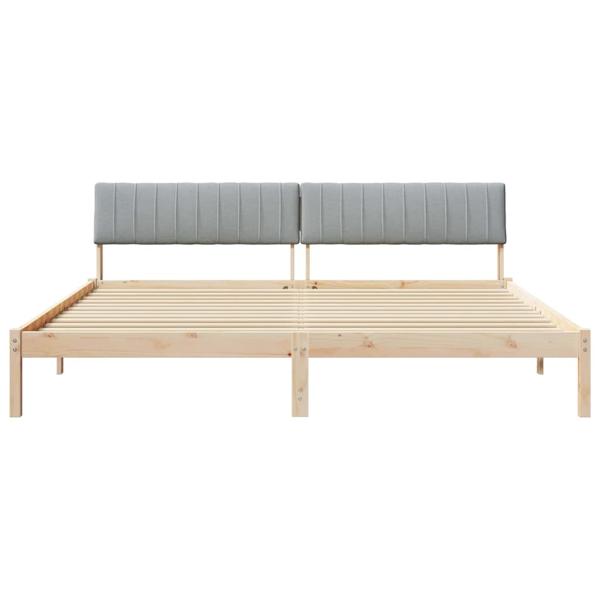 Bettgestell Braun und hellgrau 200 x 200 cm Massivholz Kiefer