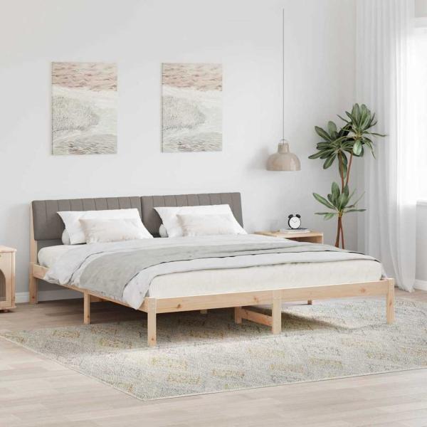 ARDEBO.de - Bettgestell Braun und Taupe 180 x 200 cm Massivholz Kiefer