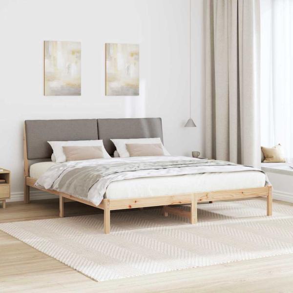 Bettgestell Braun und Taupe 180 x 200 cm Massivholz Kiefer