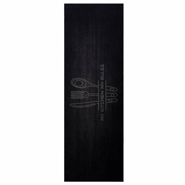 Küchen Teppich Schwarz 180 x 60 cm Samt