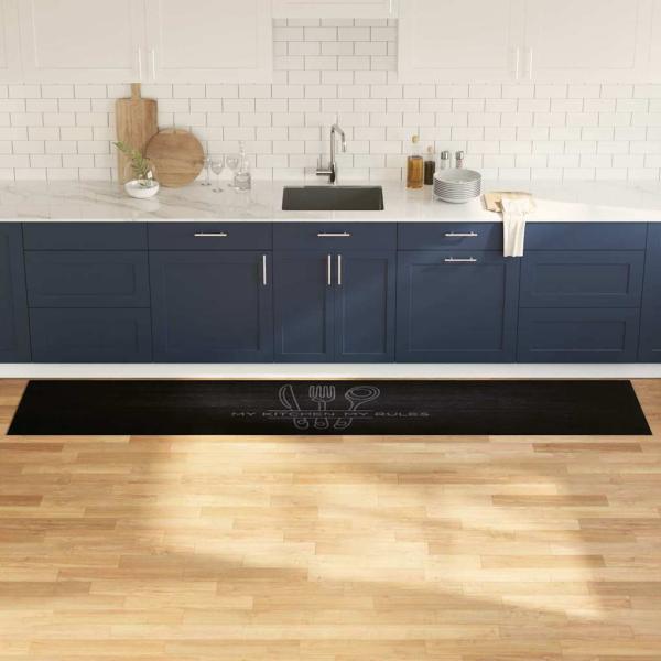 ARDEBO.de - Küchen Teppich Schwarz 300 x 60 cm Samt