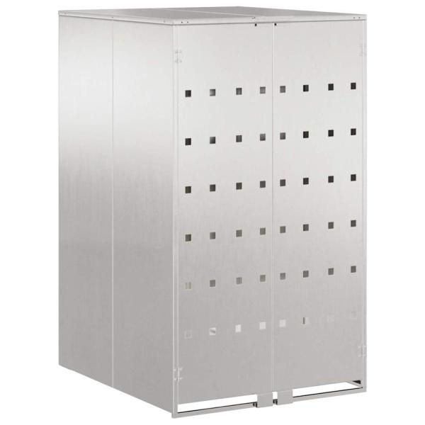 Mülltonnenlager mit Gas-Hebedeckel für 240L Tonne Silber